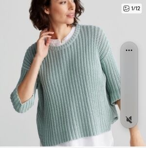 Eileen Fisher Seafoam Textured Knit Sweater S Minimalist Coastal Quiet Luxury